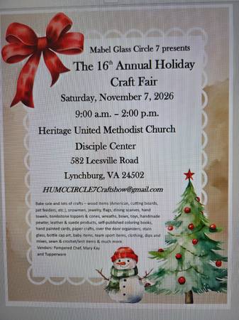 Heritage United Methodist Church 16th Annual Holiday Craft Fair Graphic